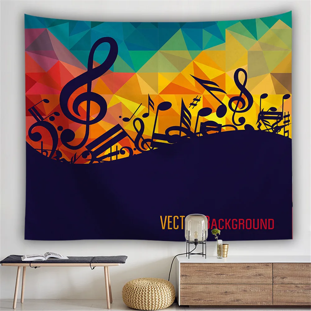 

Tapestry Digital Printing Living Room Bedroom Wall Hanging Beach Towel Musical Background Wall Decorative Blanket