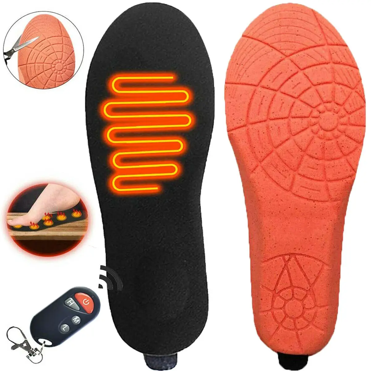 

Rechargeable Heated Insoles Built In Battery Outdoor Sports Hunting Foot Warmer Breathable Electrically Heated Shoes Pad Insert