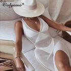 Платье женское пляжное трикотажное на бретелях-спагетти, пикантная Пляжная накидка с открытой спиной, летнее, 2020