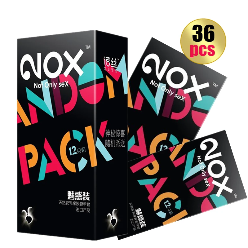 

NOX Condoms Thread Large bump SmoothPenis sleeve Natural Latex Lubricated Ribbed Dotted Random 3 Style Penis Adult Sex Condoms