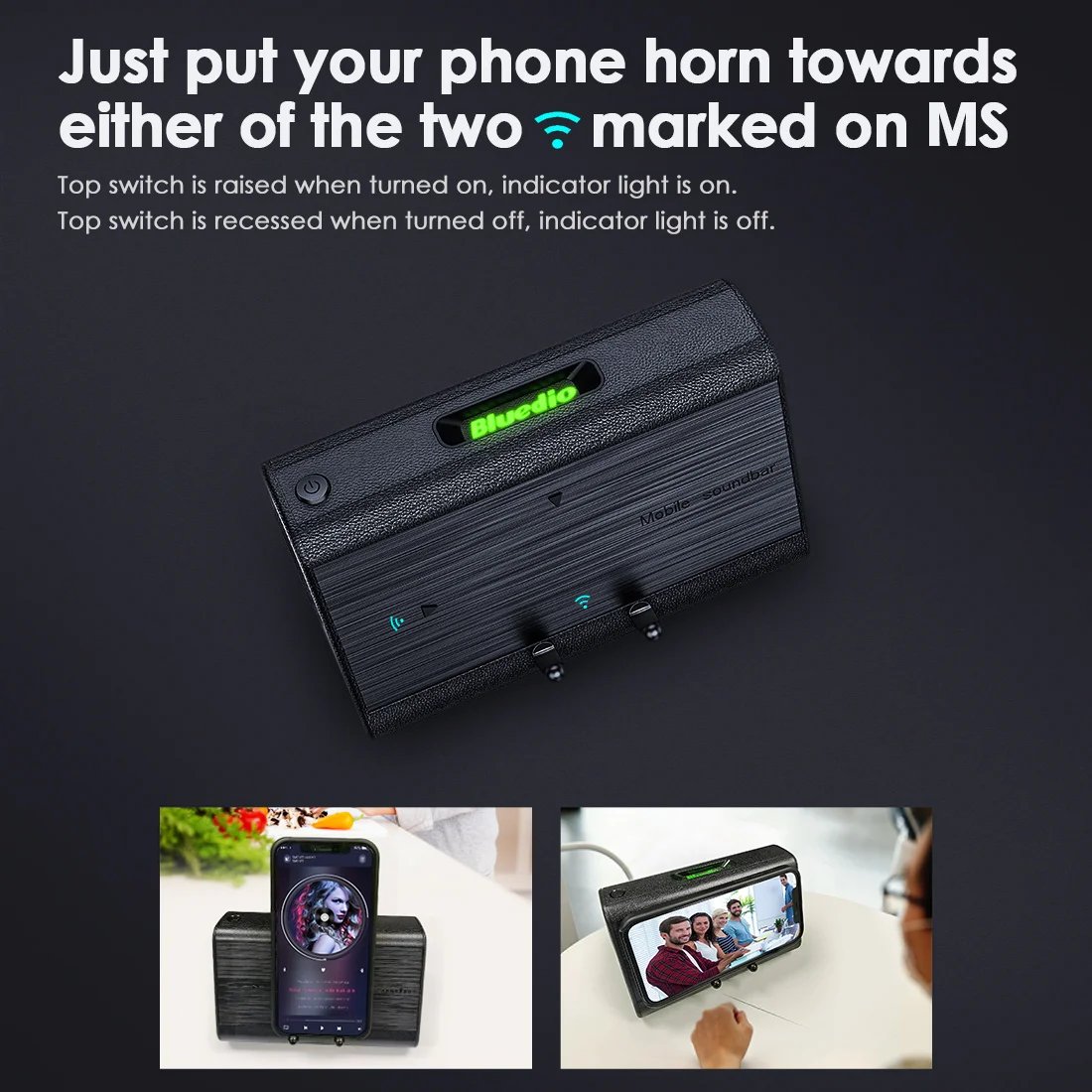 

Bluedio MS Portable Speaker Phone Soundbar Wireless Induction Speaker With Sensor Phone Stand Holder Mini Sound Box Loudspeaker