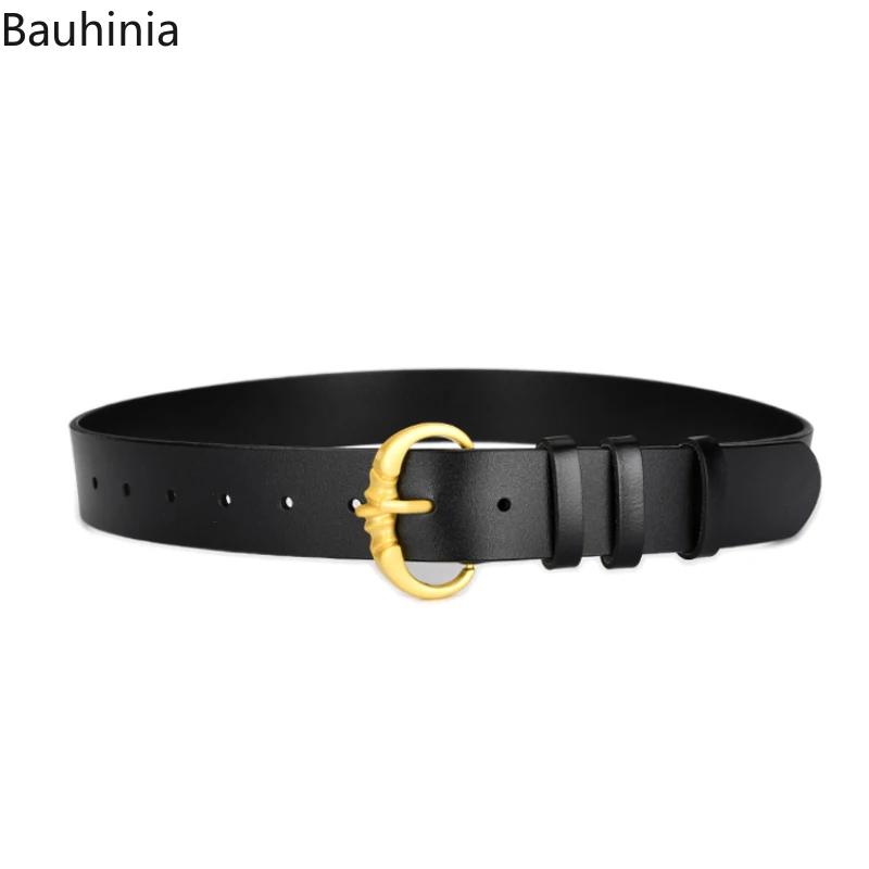 Bauhinia Fashion Designer Luxury Noble Pin Buckle Belt 105cm With Windbreaker Retro Cowhide Belt For Women