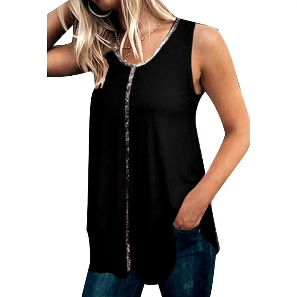 

80% New Arrival ！！！Fashion Women Lady Sleeveless Round Neck Casual Loose Fit Shirt Vest Top Blouse