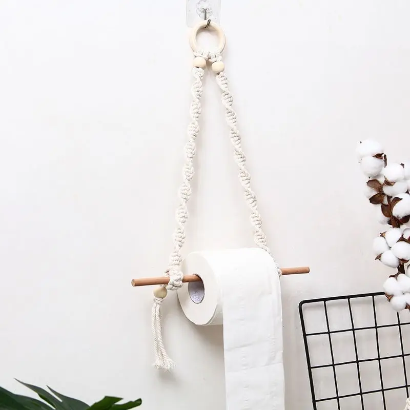 Nordic Macrame настенная подвесная деревянная Stick держатель для туалетной бумаги
