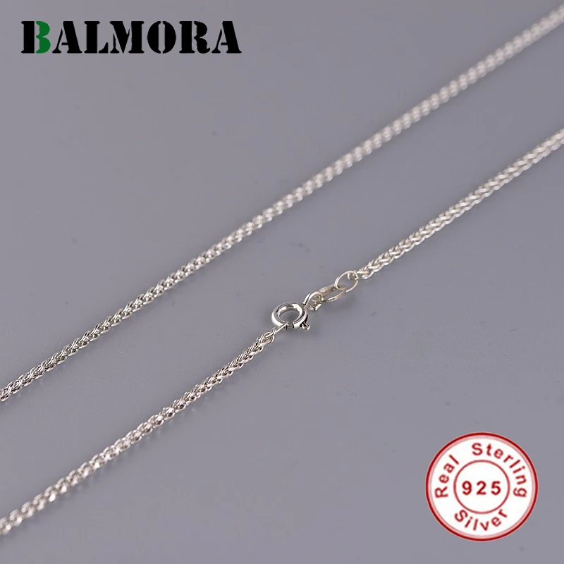 

BALMORA Real 925 Sterling Silver Horsewhip Chains Chokers Necklaces for Women Men for Pendant Jewelry 1.8mm 16-24 Inches