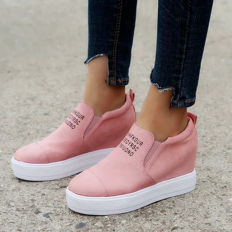 Autumn Women Platform Wedges Vulcanized Ankle Boots Height Increasing Female High Heel Shoes Ladies Fashion Plus Size 35-43