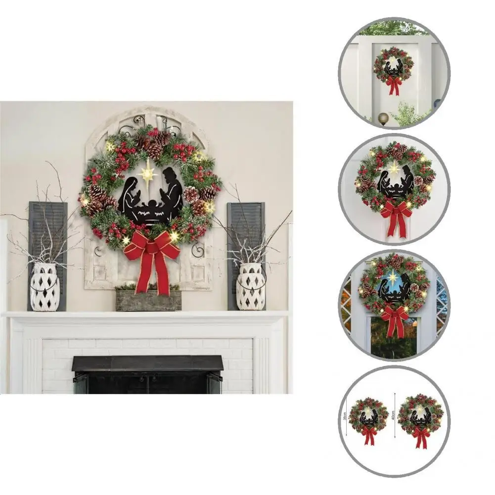 

Christmas Wreath Unique Hanging Beautiful Poinsettia Nativity Scene Christmas Door Wreath Outdoor Wreath Door Wreath