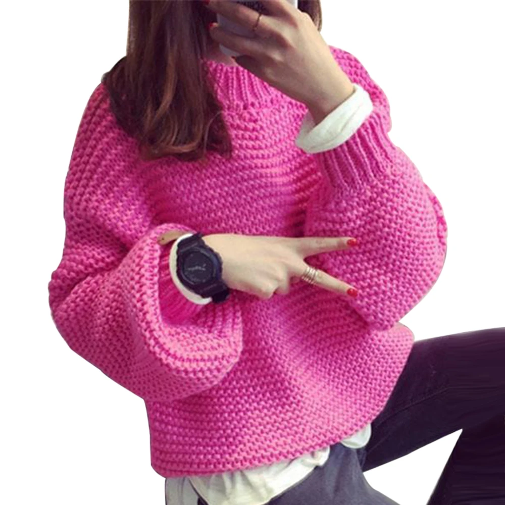 WENYUJH Autumn Womens Fuzzy Sweater Basic Female Pullover Batwing Sleeve Solid Color Femme Casual Knitted Streetwear
