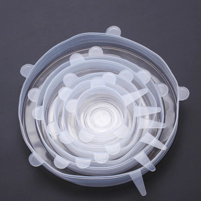 

new Silicone Stretch Lids 6 Pcs Universal Silicone Food Wrap Bowl Pot Lid silicone Bowl Cover Pan Cooking Kitchen Accessories