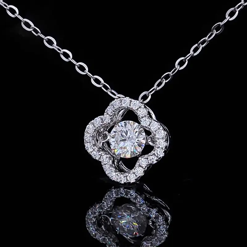 

Jazaz Luxury Real 0.5 Carat D Color Moissanite Four Leaf Clover Pendant Necklace For Women 100% 925 Sterling Silver Party B1039