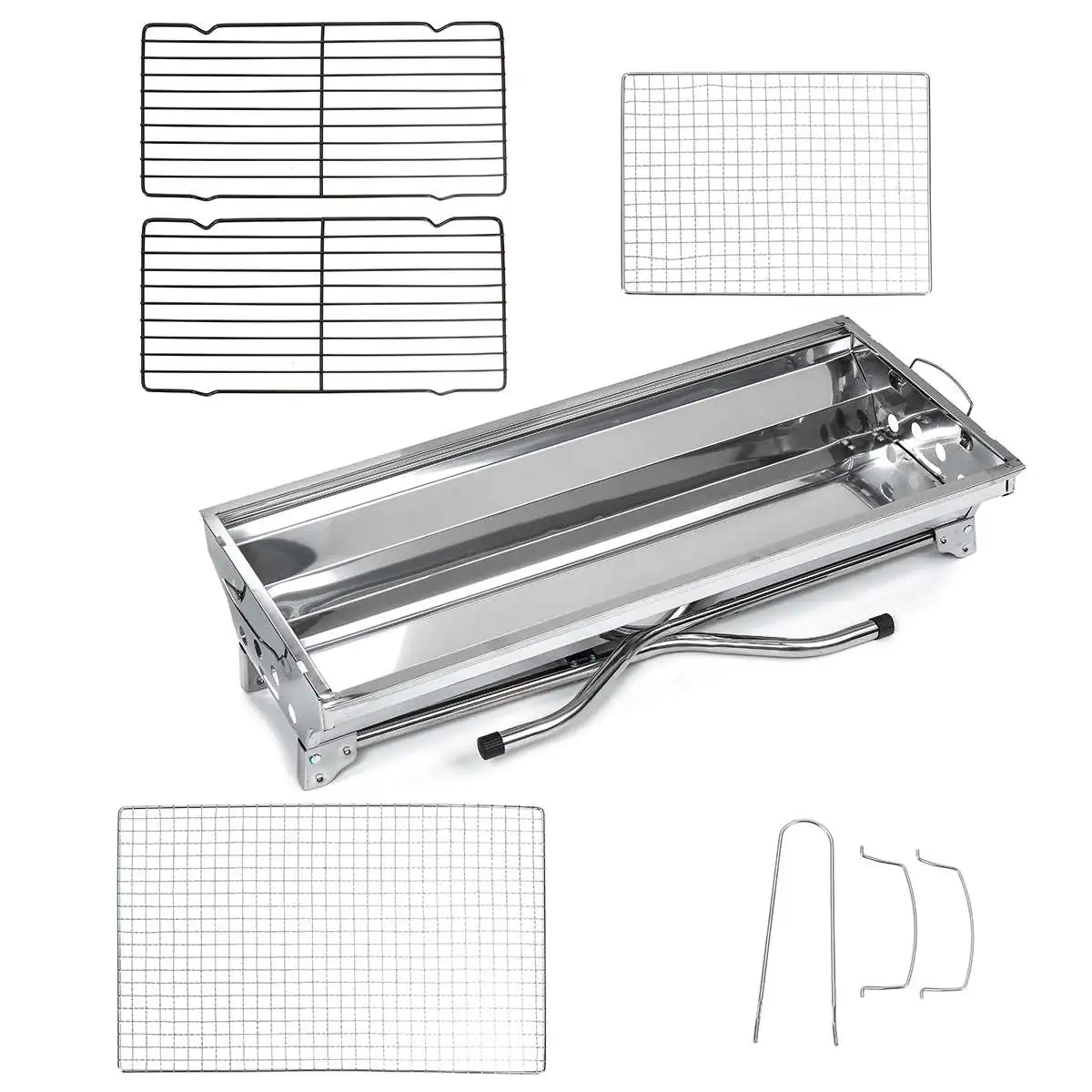 

Camping Cooking Picnic Barbecue Tools Outdoor Portable BBQ Grill Folding Charcoal Grill Stainless Steel Charcoal BBQ Grill Shelf