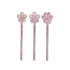 Оптовая продажа, прозрачная стеклянная перемешивающая палочка с цветком вишни, розовая дренажная палочка для кофе для девушек, милая кошачья ложка для молока и чая с когтями