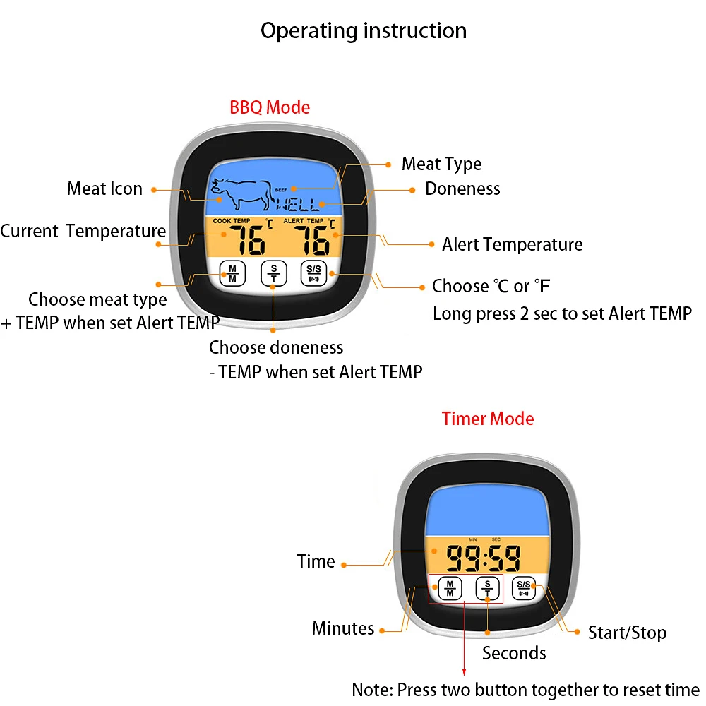 

Temperature Thermometer Gauge Stainless Steel Profession Household Products Instant Read Kitchen Tool High Quality With Probe