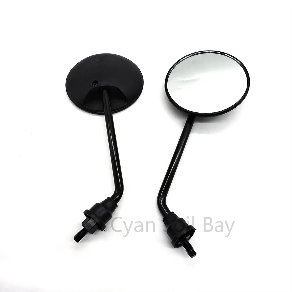 Зеркала заднего вида для мотоцикла и скутера круглые изогнутые черные 8 мм 10