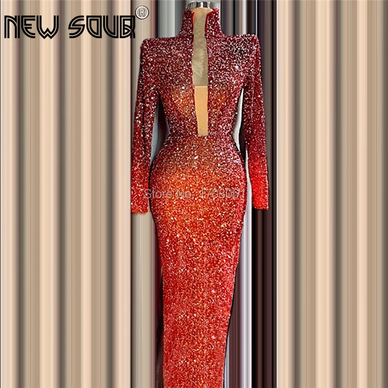 Арабское вечернее платье с блестками иллюзия v образный вырез Русалка вечерние