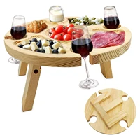 folding wine table outdoor portable wooden folding picnic table easy to carry wine rack support dropshipping