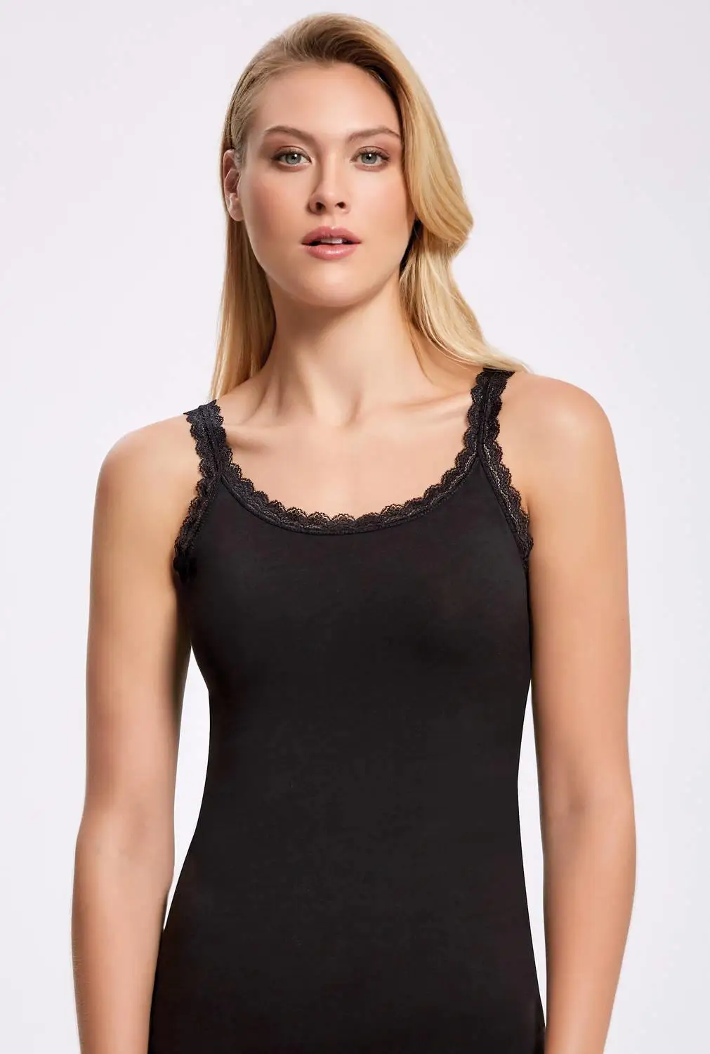 

İlke Lycra Lace Suspenders Women 'S Black Undershirt