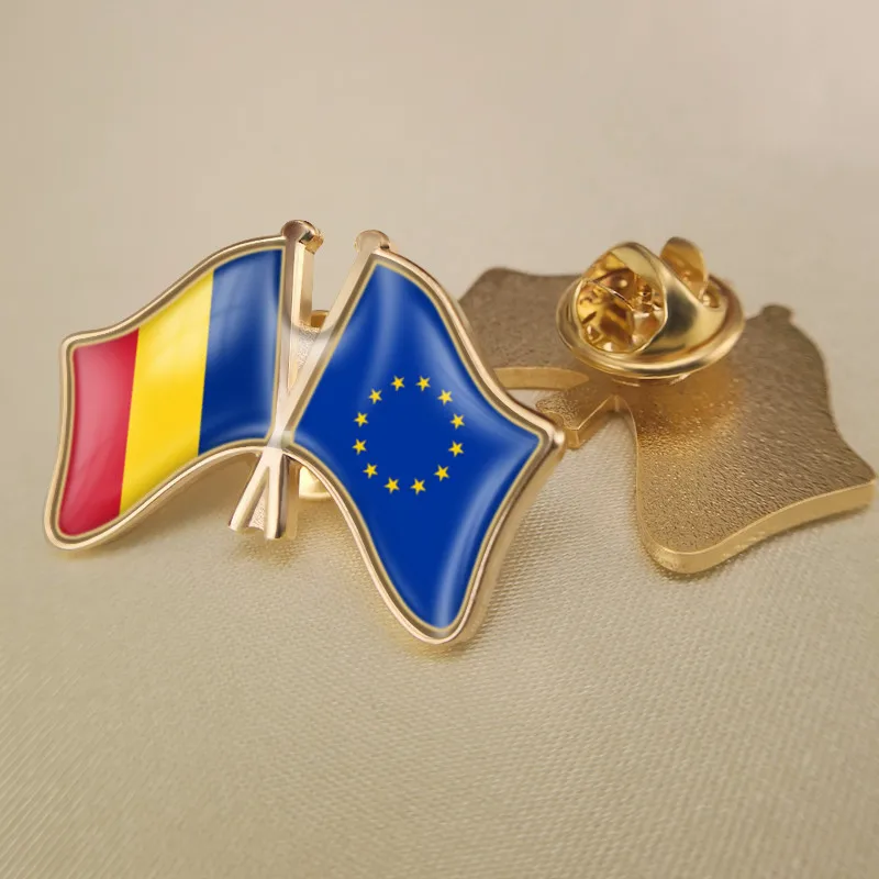 Европейский союз и Румыния перекрестные двойные шпильки для лацканов|Броши| |