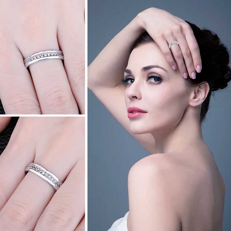Jewelrypalace cubic zirconia Wedding Band Channel Вечность кольцо из натуральной 925 серебро Ювелирные украшения для Для женщин бренд на продажу