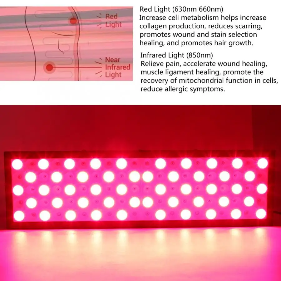 100W LED Lamp Red Infrared Light Facial Body Beauty Machine 100-240V Massager Treatment | Красота и здоровье