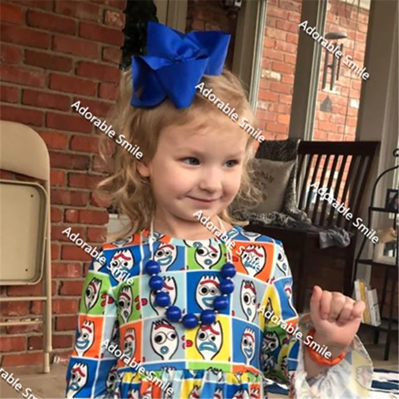 Детское ожерелье и однотонный 6-дюймовый Комплект с зажимом бантом 17 цветов