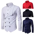 Мужская приталенная рубашка с длинным рукавом, черная, белая, красная Повседневная приталенная рубашка с длинными рукавами, 2021