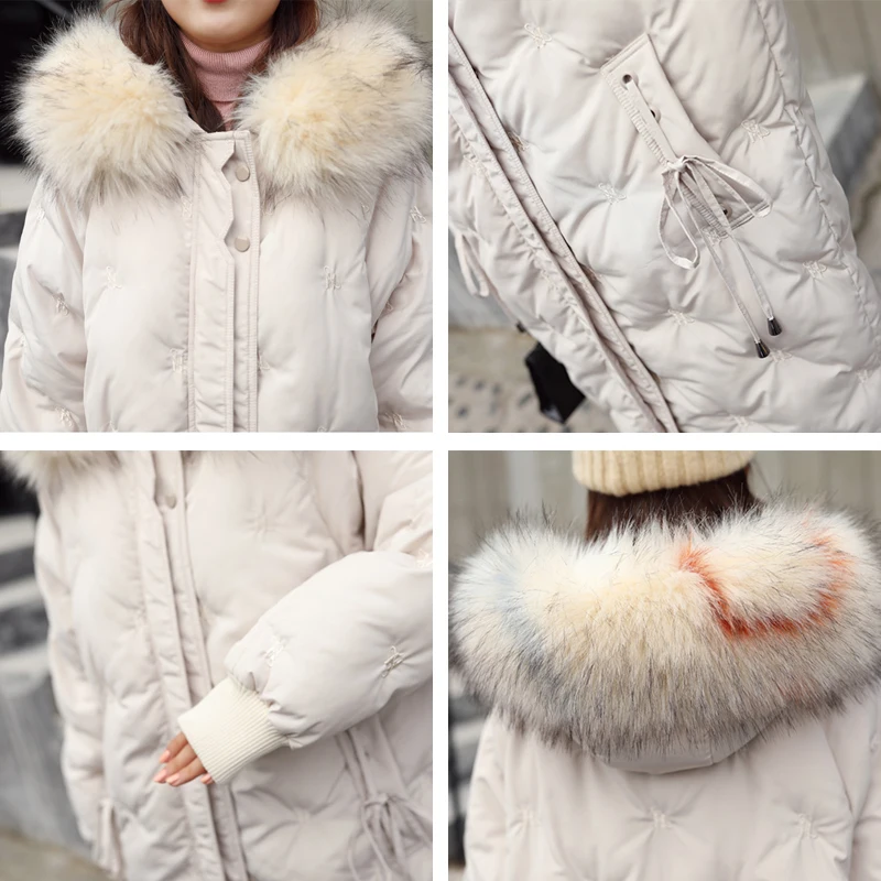 

2020 Winter Women Big Fur Slim Jacket Parka Hooded Casual Coat Womens Long Warm Outwear Jackets