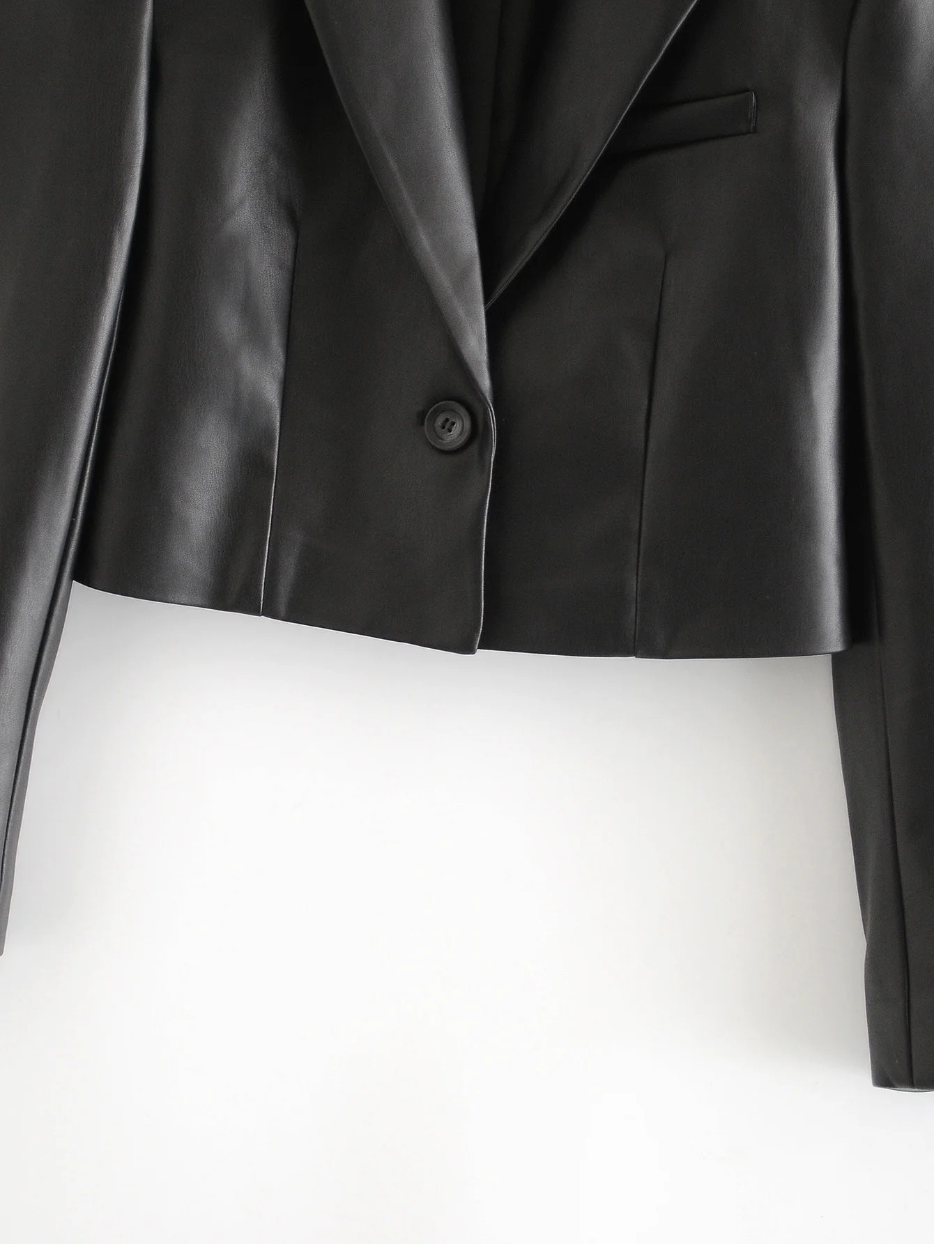 

Women's Faux Leather Short Jackets Button PU Coat Turn-Down