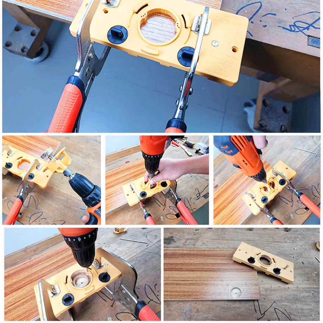 Скрытый чашкой 3 5 см Стиль шарнир координатно-сверлильный сверло руководство +