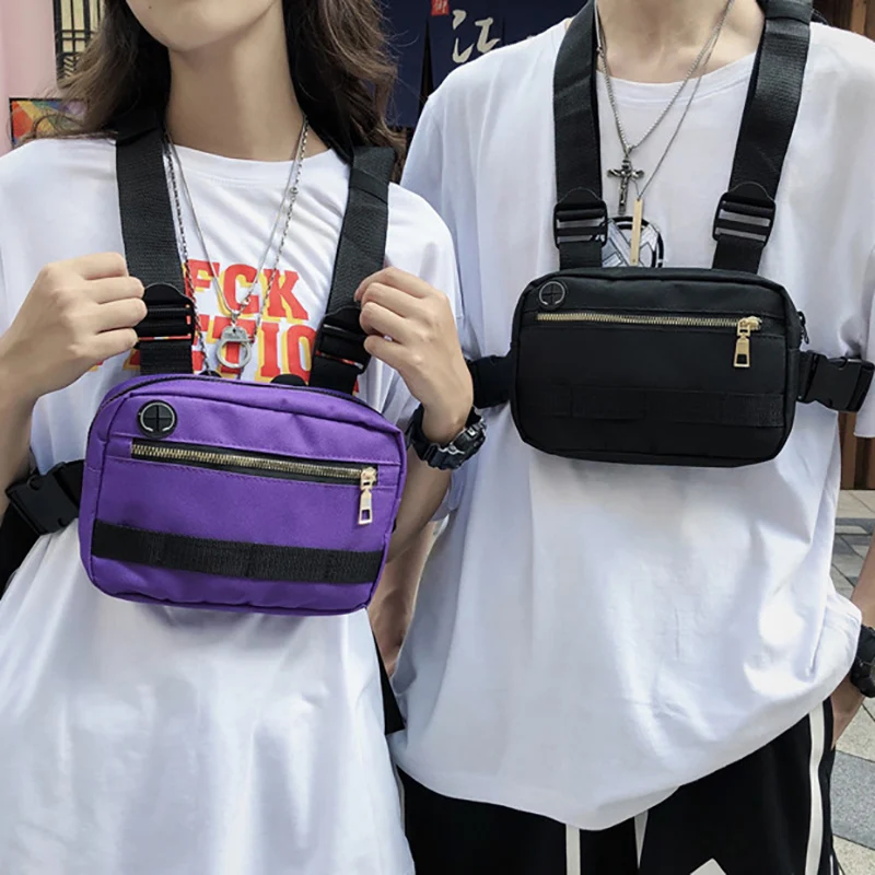 Мужская нагрудная сумка в стиле хип хоп уличная тактическая одежда из ткани