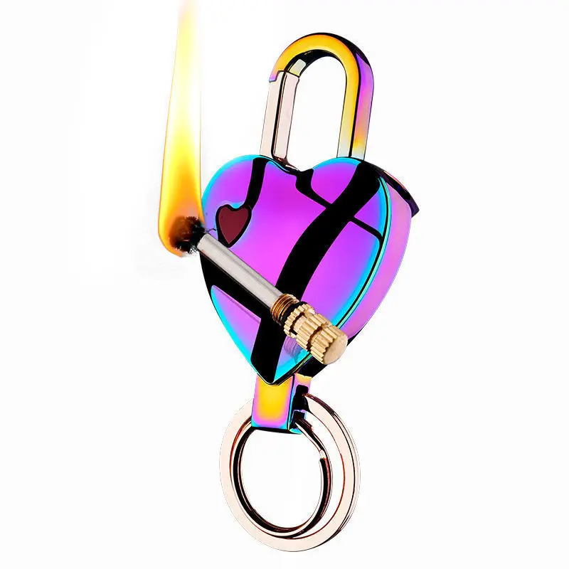 

Love Wanci Match Keychain Heart-shaped Kerosene Lighter Cigarette Lighter Birthday Gift For Boyfriend