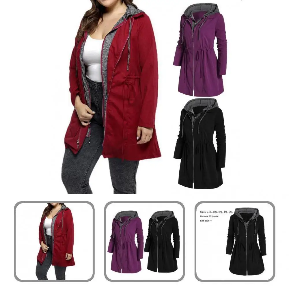 

Lady Coat Drawstring Hat Long Sleeve Plus Size Women Jacket Women Coat for Home