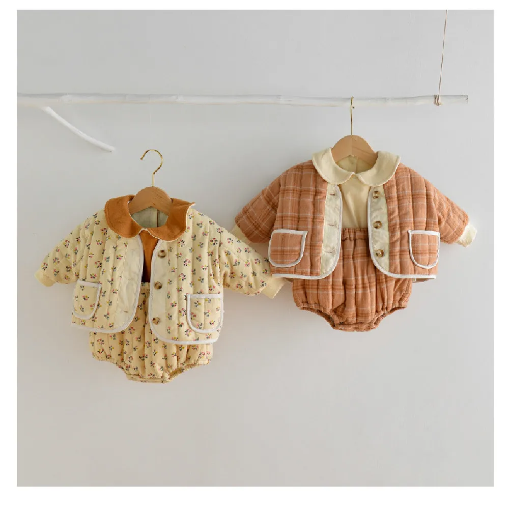 Комплект одежды для маленьких девочек толстый зимний комплект малышей Теплая