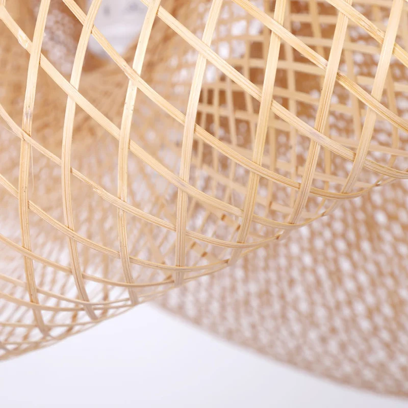 Японский бамбуковый Плетеный подвесной светильник из ротанга винтажный