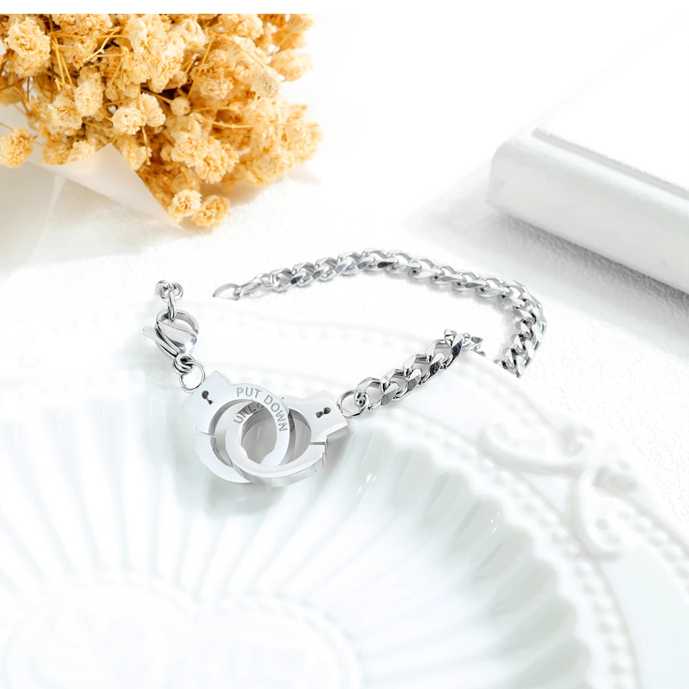 Large Handcuffs Bracelet in Stainless Steel Freedom Fun Jewelry Simple Everyday Birthday Gift Ideas | Украшения и аксессуары