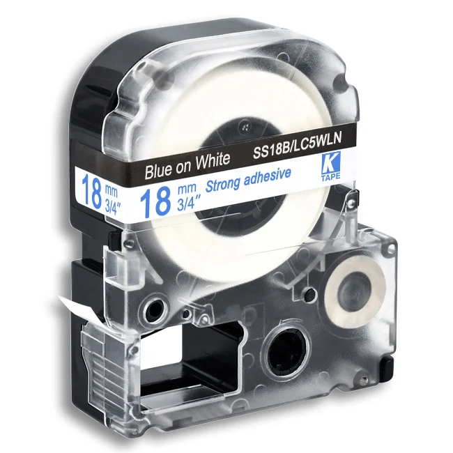 CIDY 18 мм черный на белом SS18KW/LC-5WBN LC 5WBN LC-5WBN9 клейкая лента для kingjim/epson Для LW300 LW400 LW-600P LW-700P - Цвет: blue on white