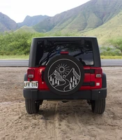 mountain design tire cover for jl jeep with backup camera mountains design rising sun design on white tire cover