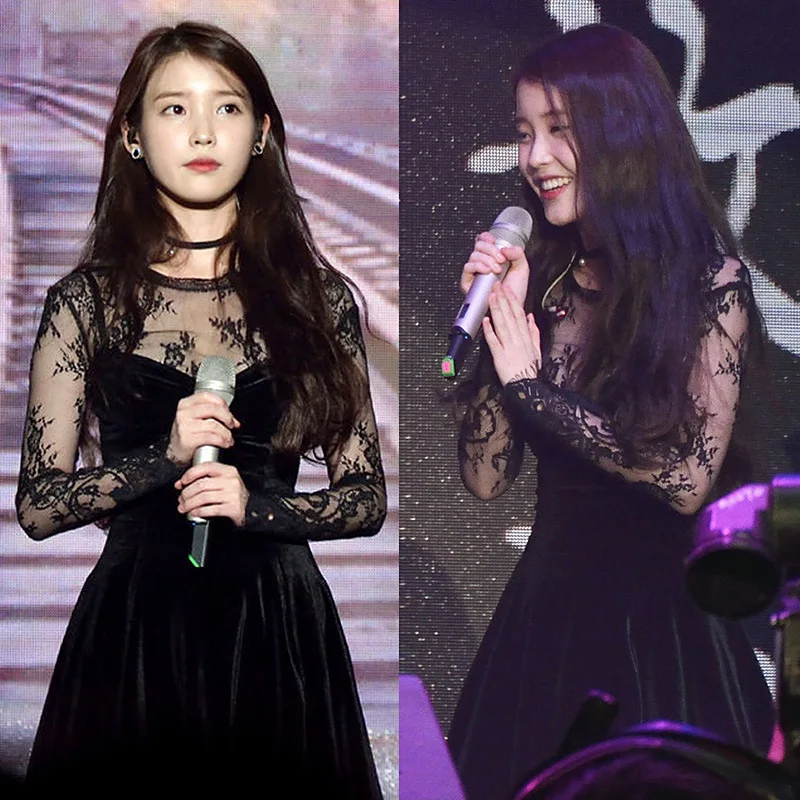 Kpop IU Lee Ji Eun те же вечерние платья для выпускного вечера Сексуальные облегающие с
