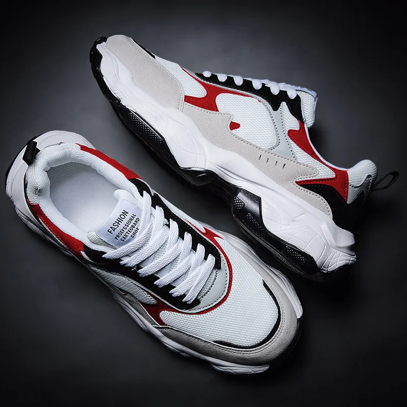 

New Fashion Mesh Men Casual Shoes Comfortable Male Lightweight Trainers Outdoor Flat Chunky Sneakers Lace-Up Men Footwear Hombre
