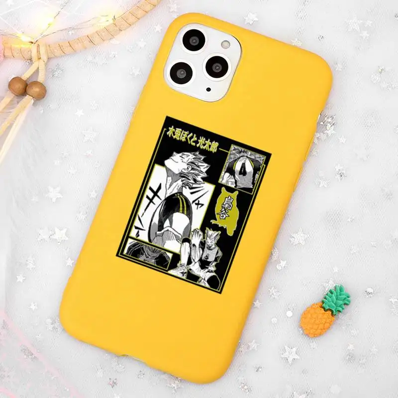 

Oya Haikyuu Love Volleyball Phone Case Candy Color Yellow for iPhone 11 12 pro XS MAX 8 7 6 6S Plus X 5S SE 2020 XR