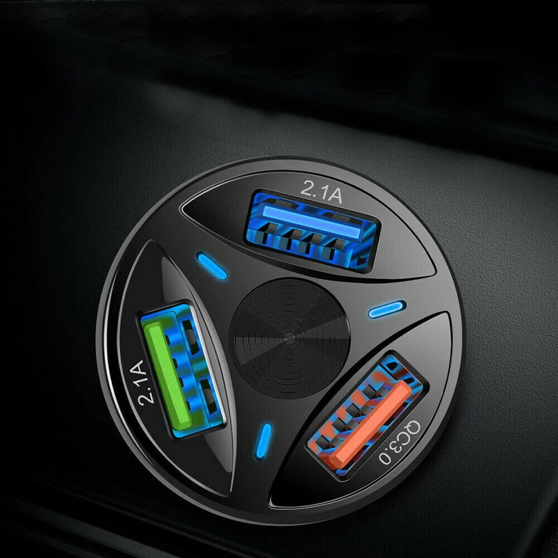 

3 Port USB Auto Charger Quick Charge Adapter LED Display QC3.0 Universal Fast Charging Car Accessories