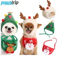 christmas pet dog hat santa dog scarf elk christmas dog cat hats washable saliva towel for small dogs winter dog accessories