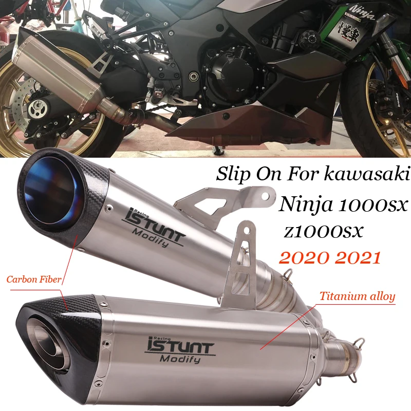 

Motorcycle Titanium alloy exhaust System Modified Middle Link Pipe Muffler Slip On For kawasaki ninja 1000sx z1000sx 2020 2021