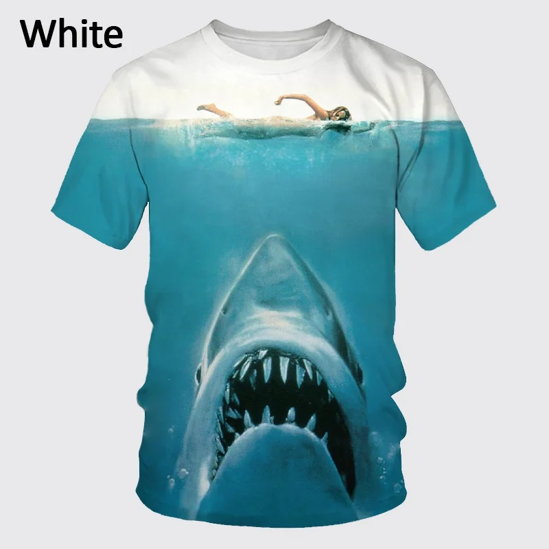 Новая мужская футболка с 3D-принтом синей акулы коротким рукавом индивидуальная