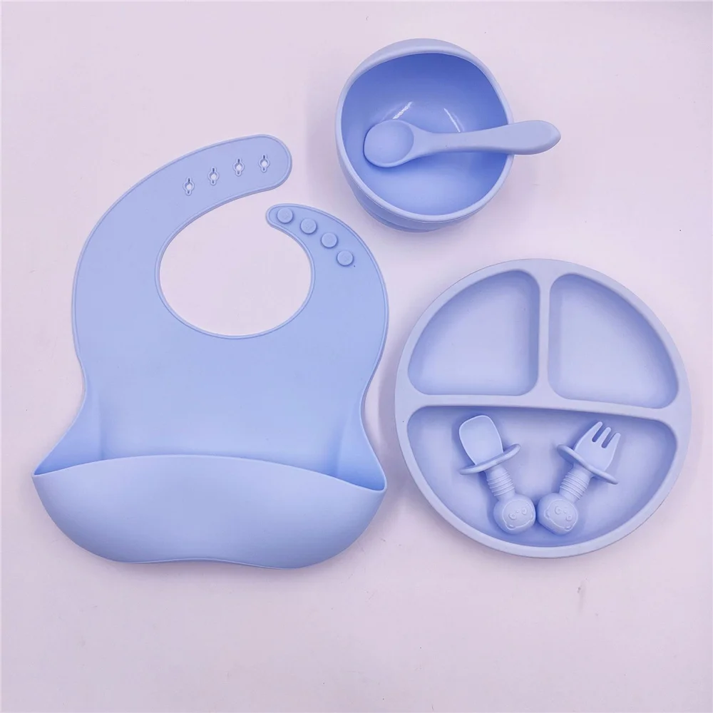 

Baby bowl set without BPA food grade silicone baby training tableware set cute boy and girl gift baby feeding tableware