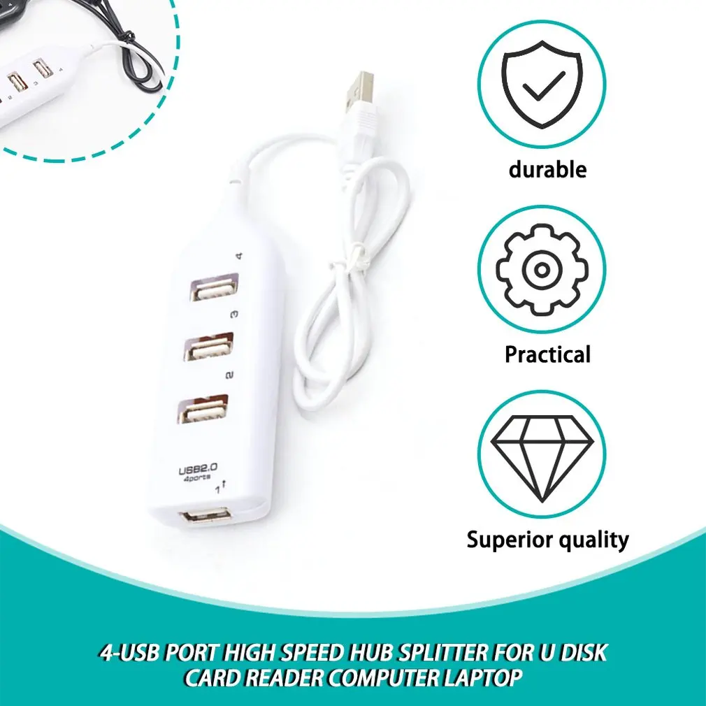 4-USB Port High Speed HUB Splitter For U Disk Card Reader Personal Computer Laptop Data Transmission Power |