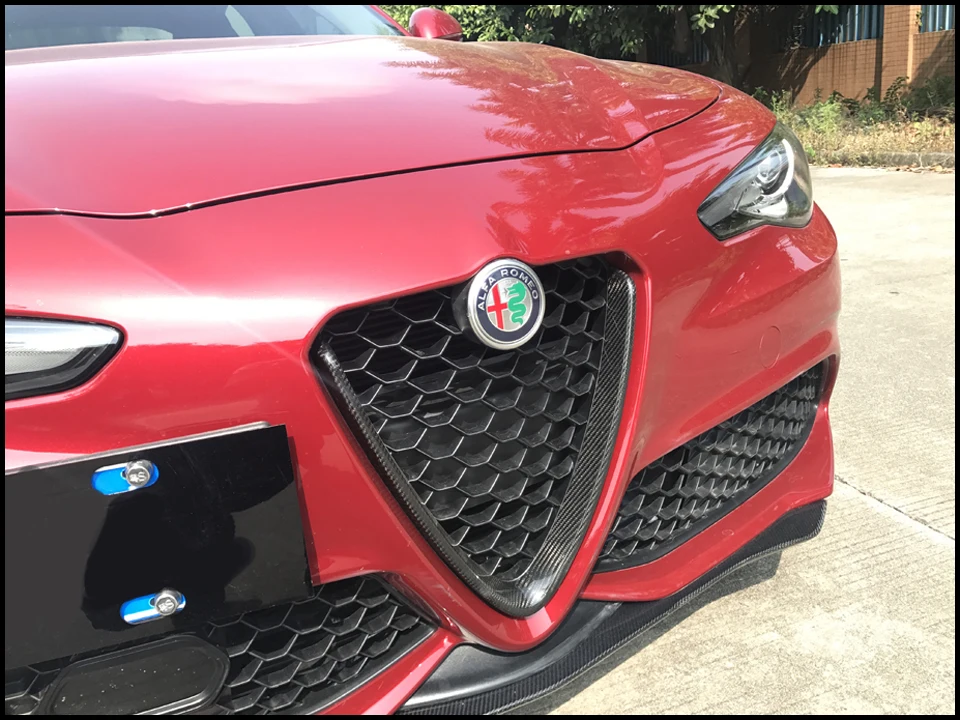 Передний бампер решетки V рамка украшение крышка отделка наклейки Стайлинг углеродного волокна для Alfa Romeo Giulia 280HP спортивный бампер