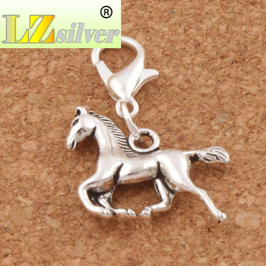 Horse Animal Clasp European Lobster Trigger Clip On Charm Beads 18.8x27mm 100PCS Zinc Alloy C050