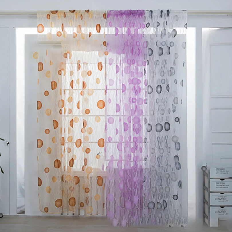 

Circle Sphere Sheer Curtains Dots White Sheer Curtain for Kitchen Living Room Bedroom Tulle for Windows Treatment Grey