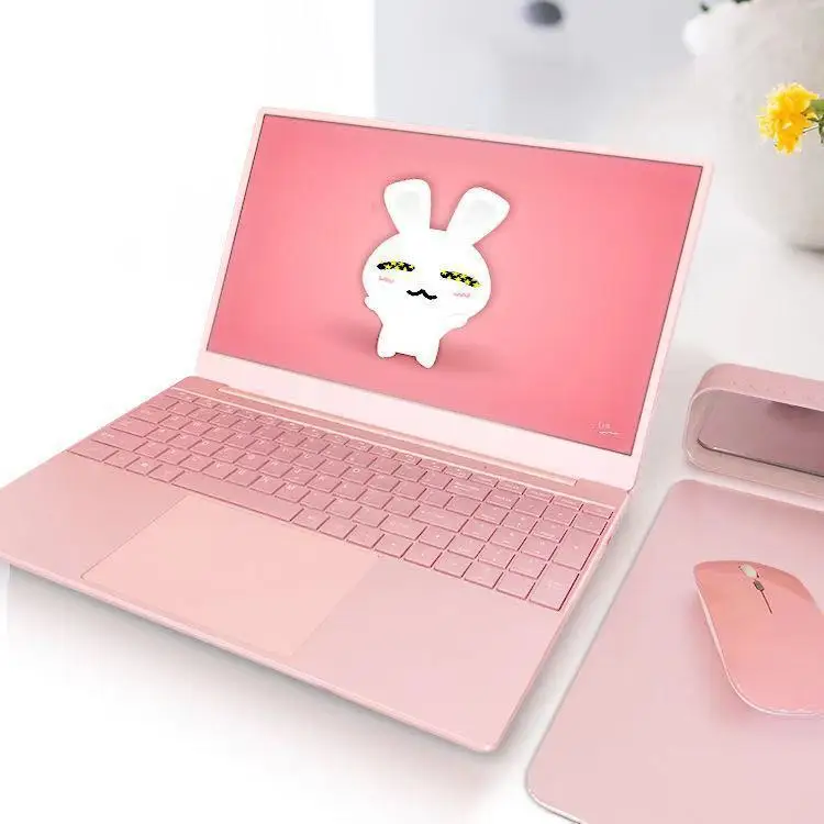 PINK Wholesale 15.6 inch laptop Computer Dual core four thread business gaming Notebook 8G RAM 128GB SSD for pc gamer